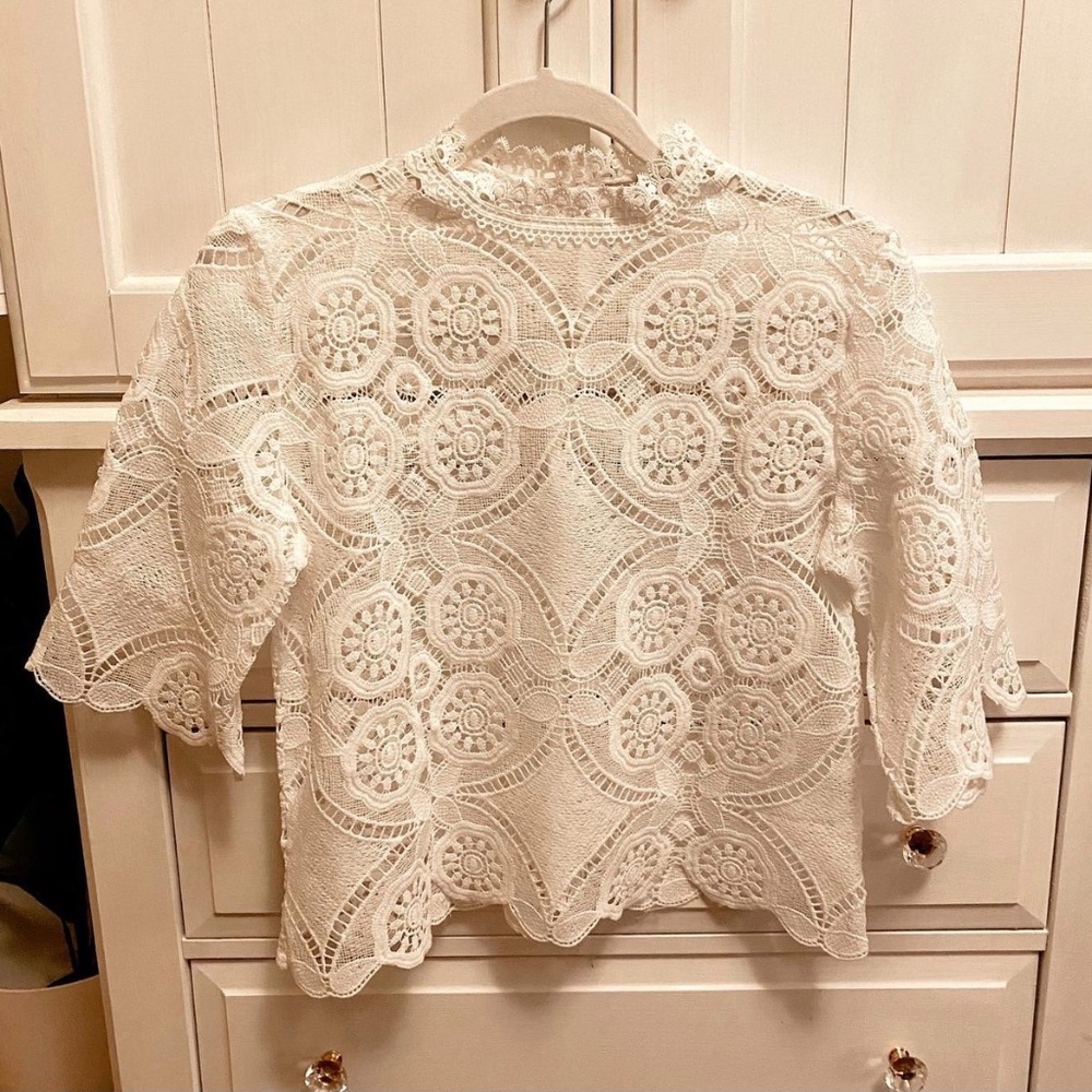 fab'rik Crochet White Blouse